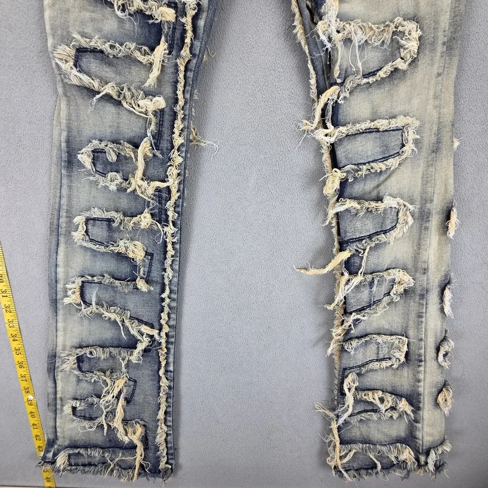 Rockstar Original Zariyah Stacked Flare Jeans Womens L Distressed Fringe 27x34